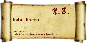 Nehr Barna névjegykártya